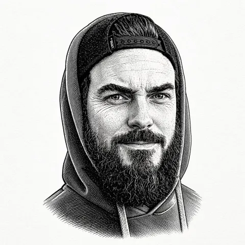Vintage Symmetric Engraved Portrait