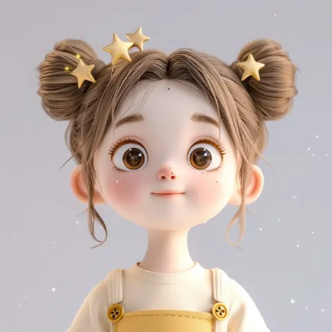 Clay Blind Box Doll Girl With Golden Star Hairpin