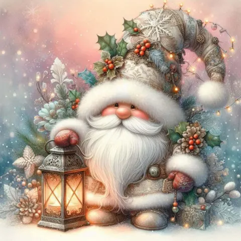 Charming Christmas Gnome Holding Lantern