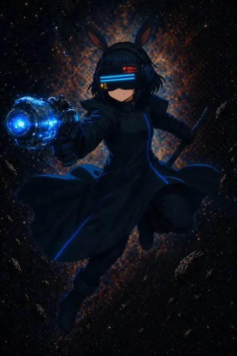 Anime Girl Floating In Deep Space