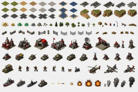 Red Alert Pixel Sprite Sheet