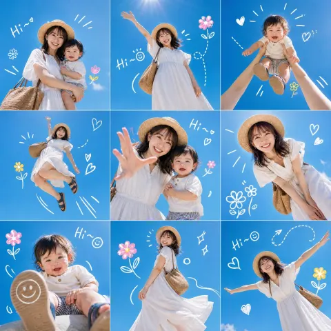 Summer Mom Baby Doodle Collage