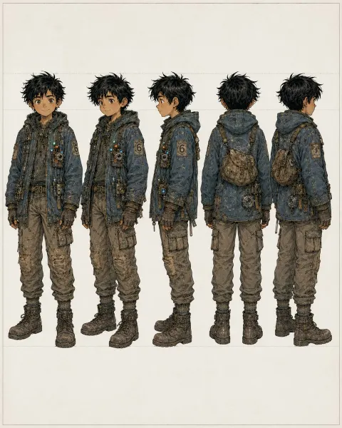 Anime Scavenger Character Turnaround Sheet