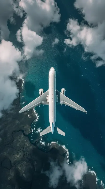 Airplane in the Sky Photographed From Above