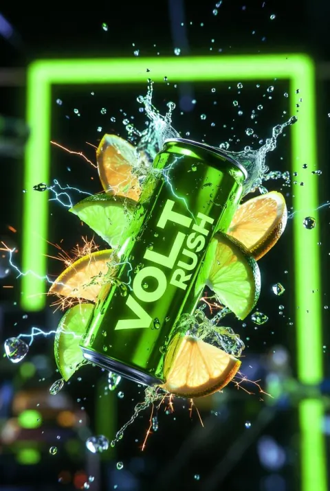 Neon Energy Drink Explosion Shot