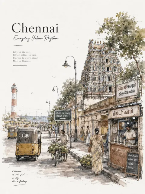 Chennai Watercolor Street Journey