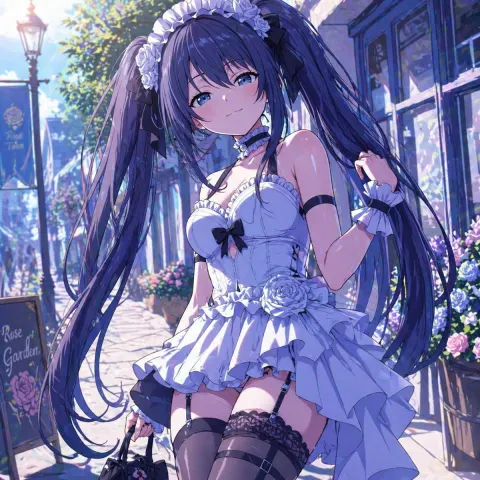 Anime Girl in Rose Town Spring