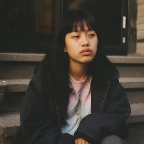 Moody Film Grain Stair Portrait