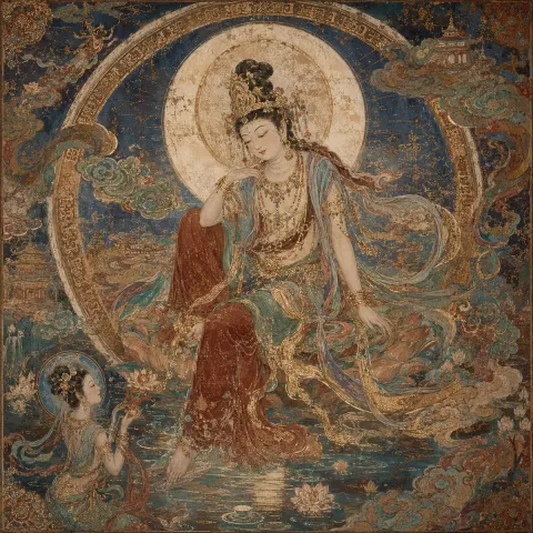 Dunhuang Shuiyue Guanyin Mural Art