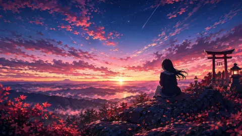 Anime Cliff Sunset Dreamscape