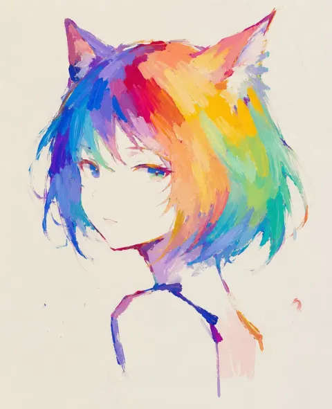 Minimalist Hand-Drawn Cat Girl Art