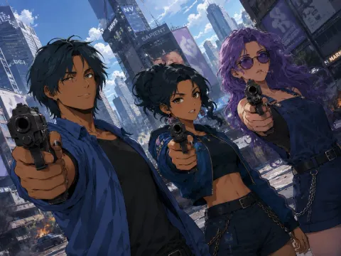 Cyber Mercenary Trio Standoff
