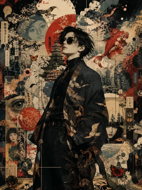 Japanese Noir Surrealist Fashion Collage