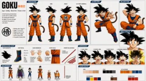 Goku Anime Character Design Sheet