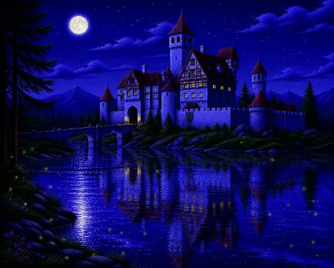 Moonlit Castle Pixel Fantasy