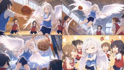 Angel Girl Basketball Dunk Storyboard