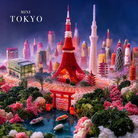 Surreal Miniature Food Tokyo Landscape