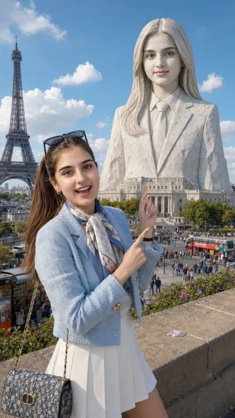 Giant Face Monument Towers Over Paris