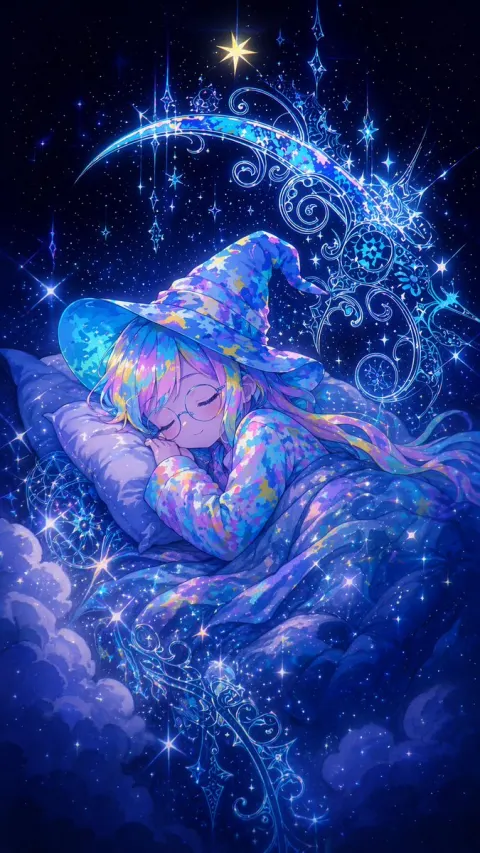 Ethereal Anime Witch Sleeping Peacefully