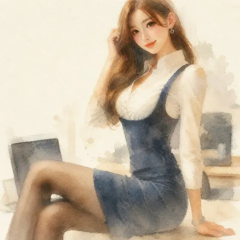 Watercolor Office Window Portrait