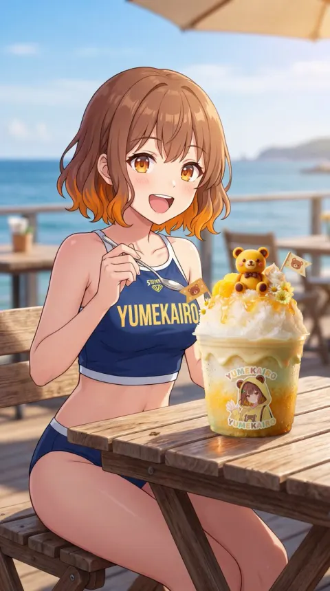 Anime Girl Seaside Cafe