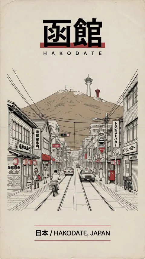 Vintage Hakodate Travel Poster