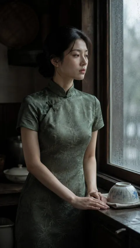 Moss Qipao, Rain Window