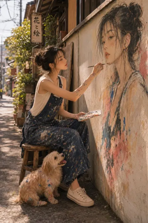 Artist Painting Self Portrait Mural