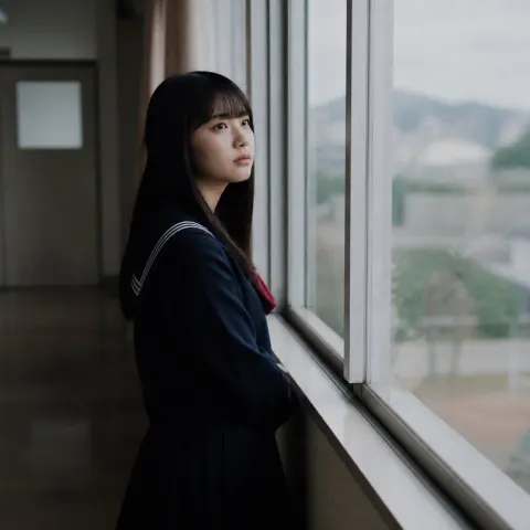Rainy Window Schoolgirl Silhouette