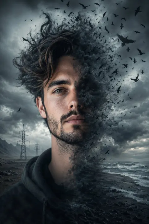 Storm Face: Double Exposure Portrait