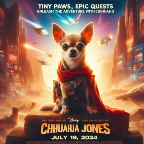 Chihuahua Jones Adventure Movie Poster With Dramatic Light