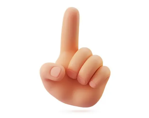 3D Cartoon Hand With Index Finger Pointing Up