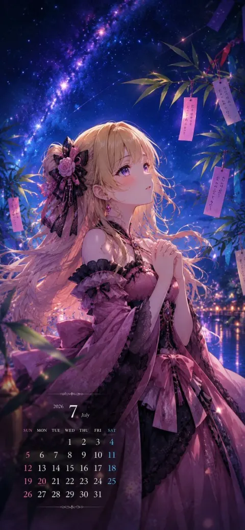 Tanabata Prayer Girl Wallpaper