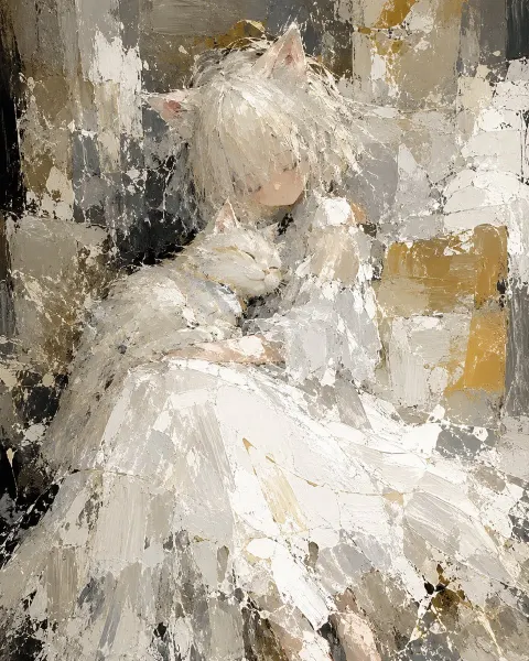 Cat-Eared Girl Abstract Art