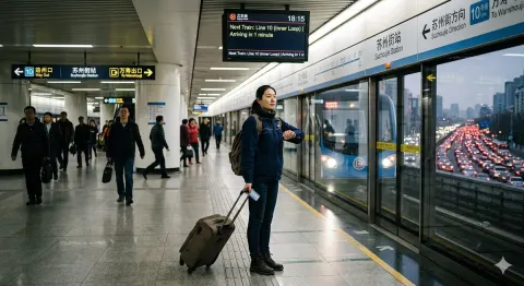 Calm Amidst the Rush: Subway Platform at Dusk