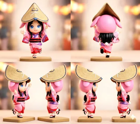 Awa Odori Chibi Figurine Multi-Angle Showcase
