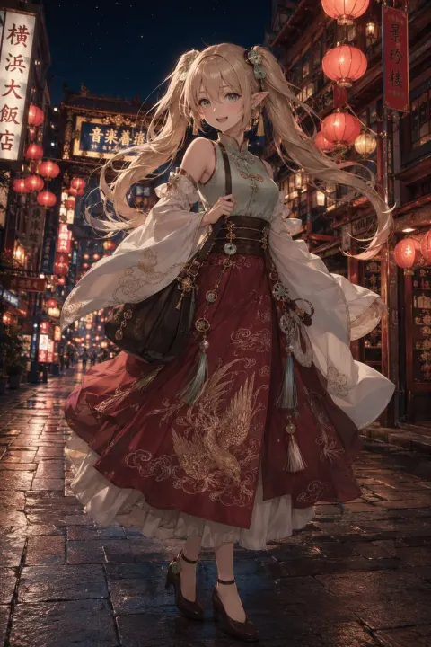 Elf Merchant Girl Night Street