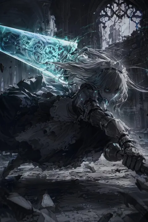 Cyan Blade Battle Maid