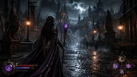 Sorceress Enters Dark Fantasy City