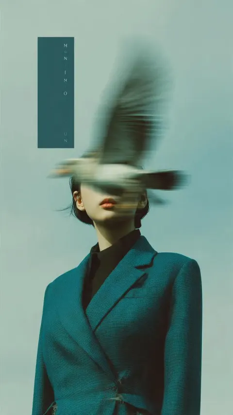 Surreal Bird Blur Fashion Editorial