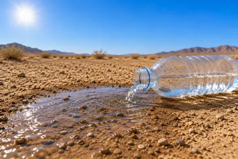 Desert Water Bottle Pour Documentary