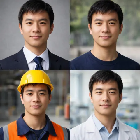 Four Professions Male Portrait Grid