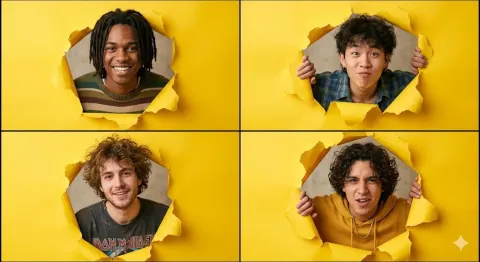Torn Yellow Paper Portrait Grid