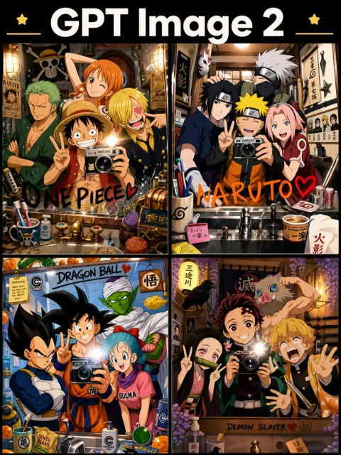 Anime Legends Mirror Selfie Collage
