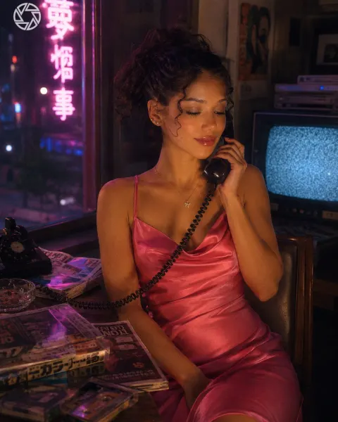 Retro Neon Night Phone Call