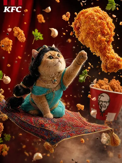 Magic Carpet Cat KFC Feast
