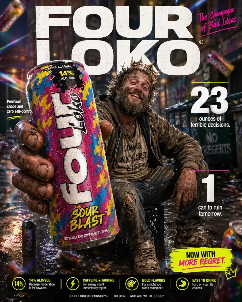 Parody Beverage Ad Infographic