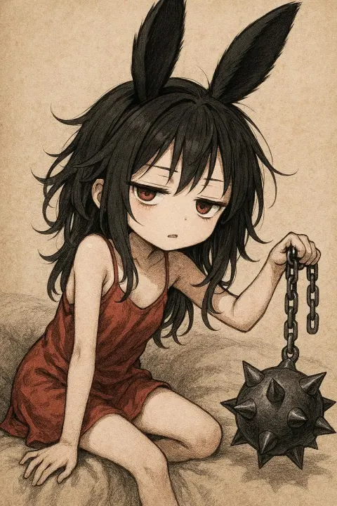 Dark Fantasy Rabbit Girl Illustration