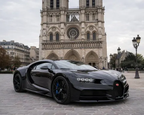 Black Hypercar at Paris Landmark