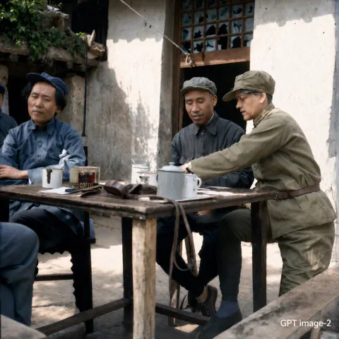 Mid-Century Chinese Courtyard Gathering
